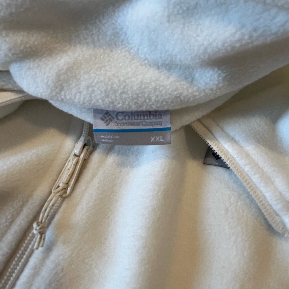 Columbia Full Zip Fleece Jacket, Cream/Gray, Size XXL - Picture 7 of 8
